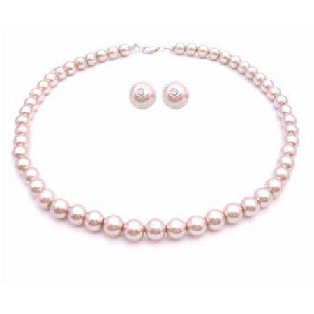 NS838 Bridal Shower Gifts Pearls Jewelry Champagne Pearls Necklace Set