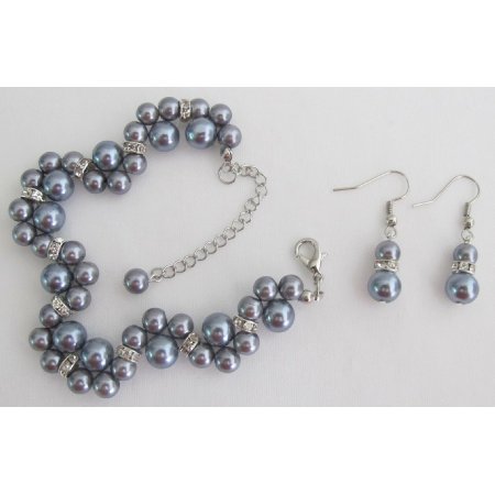 TB1172 Popular Items Bridesmaid Bridal Handmade Customize Gray Jewelry Set