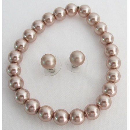 TB1127 Fascinating Gift Bridesmaid Maid Of Honor Champagne Pearls Jewelry