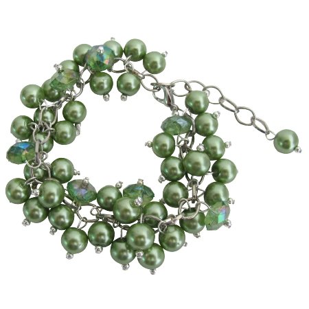 TB1110 Kelly Green Wedding Bridesmai Bracelet Jewelry Stunning Style