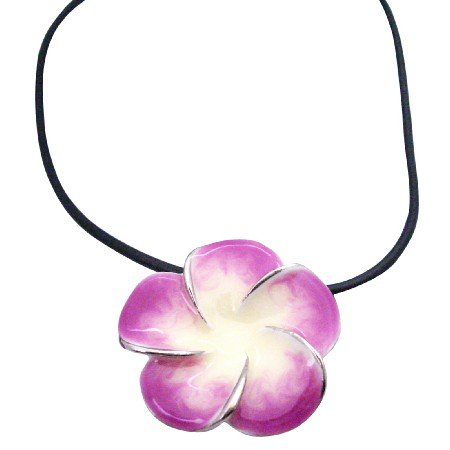 UNE166 Orchid Pendant Black Velvet Chord Necklace Gift Christmas Jewelry