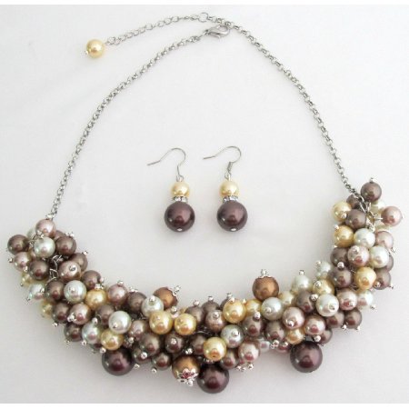 NS1436 Chunky Necklace In Multi Colors Prom Graduation Jewelry Beautiful Gorgeous Set