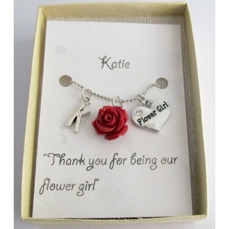 GC519 Wedding Gifts Personalized Flower Girl Necklace Rose Pendant