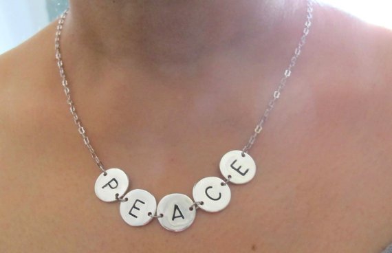 Five Initial Mom Of Five Family Hand Stamped Letter Necklace