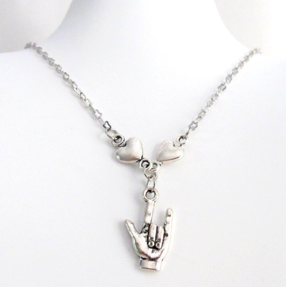 I Love You Charm Necklace Sign Language Necklace,