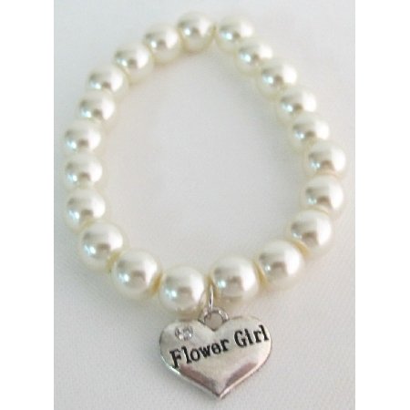 GC376 Wedding Gift Bridal Party Jewelry Flower Girl Bracelet Ivory Pearls f
