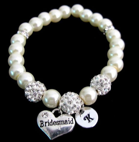 Bridesmaid Pearl Bracelet Rhinestone Bling Vintage Classic Wedding Jewelry