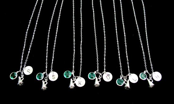 Personalized Cheerleader Necklace - Cheer Team Necklaces -Hand stamped Initial Necklace