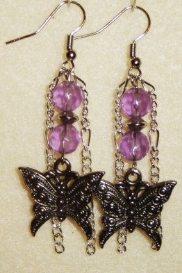 Purple Butterfly Earrings