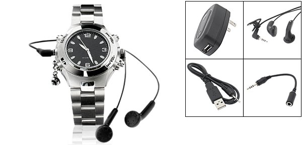 "Rock & Roll" MP3 Quartz Wrist Watch 256MB (SDX-218) - Silver