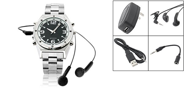 "Rock & Roll" MP3 Quartz Wrist Watch 256MB (SDX-628) - Silver