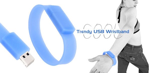 COOL-LOOK USB Flat Wristband with 1GB Flash Memory - Blue