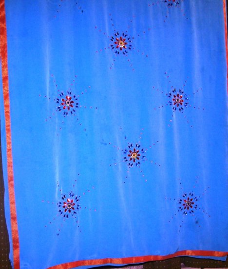 Light blue Crepe saree with gota patti, kundan and zari work