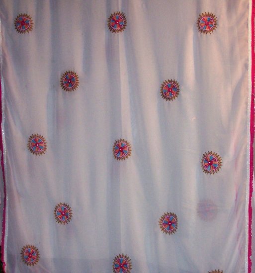 Soft Off white pure laser saree with double border, frill lace work