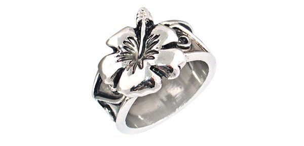 Fashion Jewelry Antique Flower Silver Ring - size 11