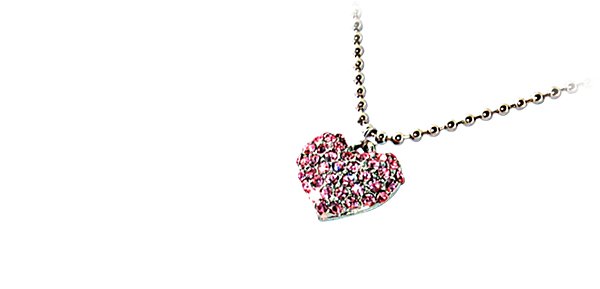 Fashion Jewelry Heart of Pink Crystal "White Gold" Necklace 003