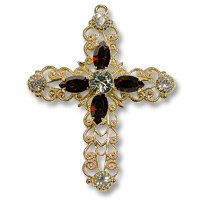 Swarovski Filigree 62016 Cross GP Shadow Crystal/Siam/Black Dmd