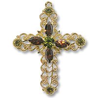 Swarovski Filigree 62016 Cross GP Khaki/Smoked Topaz/Olivine