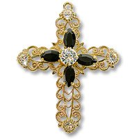 Swarovski Filigree 62016 Cross Gold Plated Crystal/Jet/Crystal