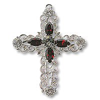 Swarovski Filigree 62016 Cross RP Shadow Crystal/Siam/Black Dmd
