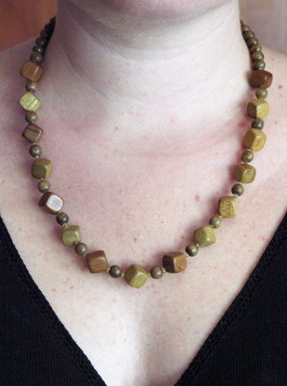 Hand Carved Wooden, Beaded Necklace, Jewelry, Chain