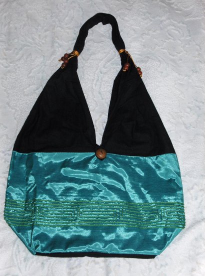 Eilat Purse, handbag, Turquoise Silk, Accessory, (medium)
