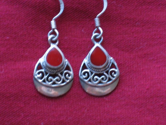 Red Jasper Stone Sterling Silver Earrings, Jewelry, Semi-Precious