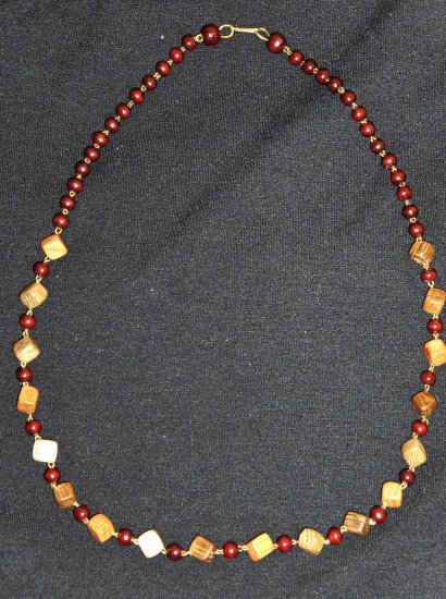 Hand Carved Wooden, Beaded Necklace, Jewelry, Chain