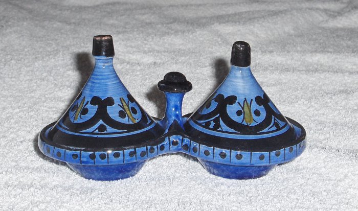 Moroccan Twin Spice Set, Ceramic, Pottery, Home Decor, Art, Ethnic