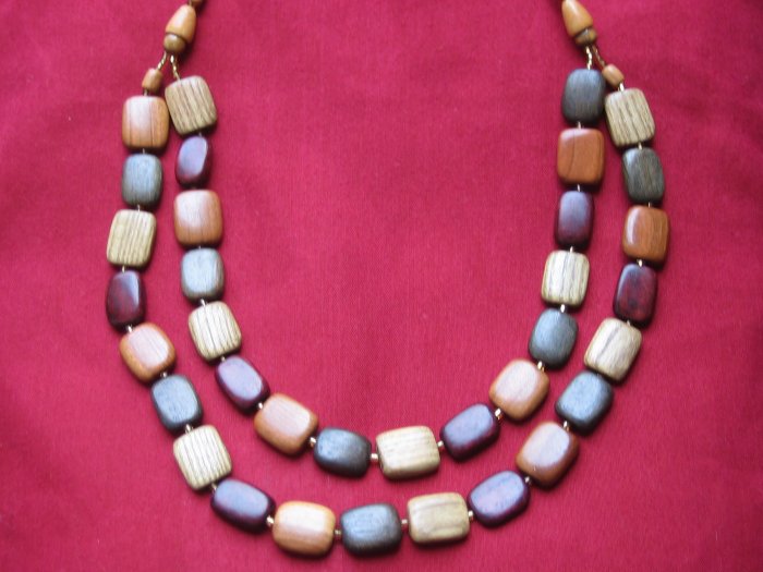 Hand-Carved Wooden Necklace, Jewelry, Chain