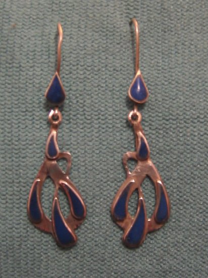 Raindrop Blue Lapis Lazuli Antique Afghani Earrings, Sterling Silver, Jewlery, Collectable