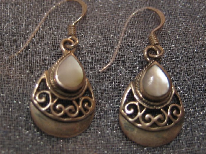 White Moon Stone Sterling Silver Earrings, Jewelry, Semi-precious Stone