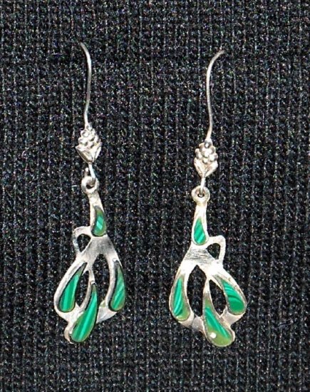 Raindrop Green Lapis Lazuli Antique Afghani Earrings, Sterling Silver, Jewlery, Collectable