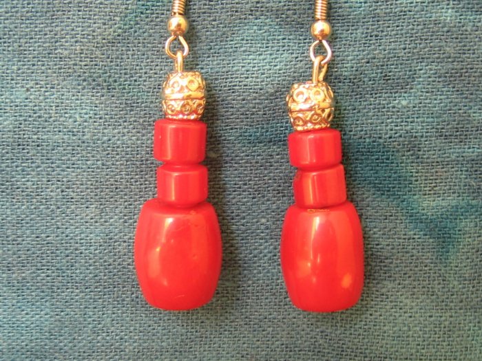 Red Coral Silver Earrings, Jewelry, Semi-Precious Stone, Hand-made