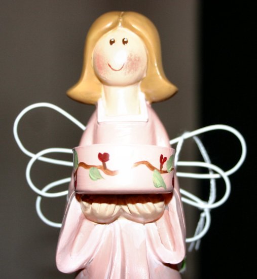 Pretty in Pink Large Garden Angel Tealite Holder