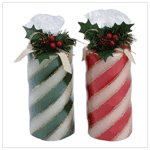 CANDY CANE PILLAR CANDLE SET