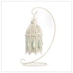 WHITE FANCY CANDLE LANTERN W/STAND