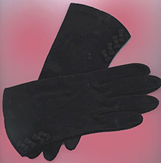 Crescendo Black Dress GLOVES Cotton Size 7 Vintage