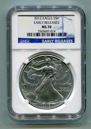 2012 AMERICAN SILVER EAGLE NGC MS70 EARLY RELEASE