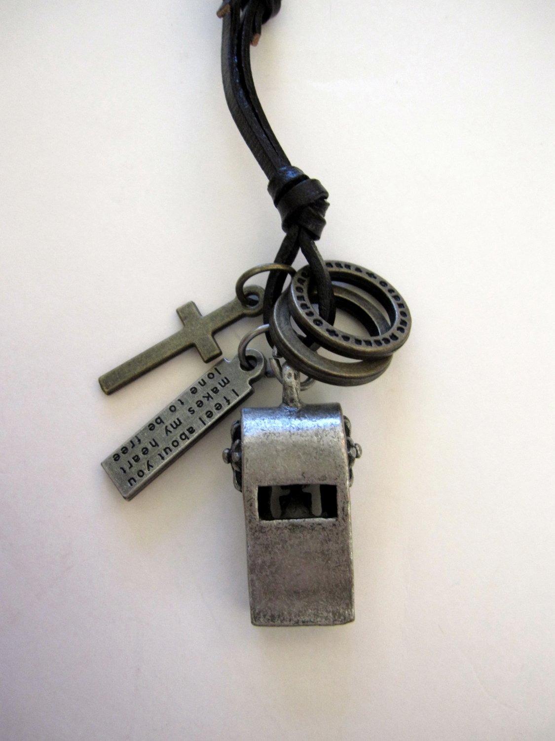 Pendant with Cross ad Circle Rings Necklace (N666S)