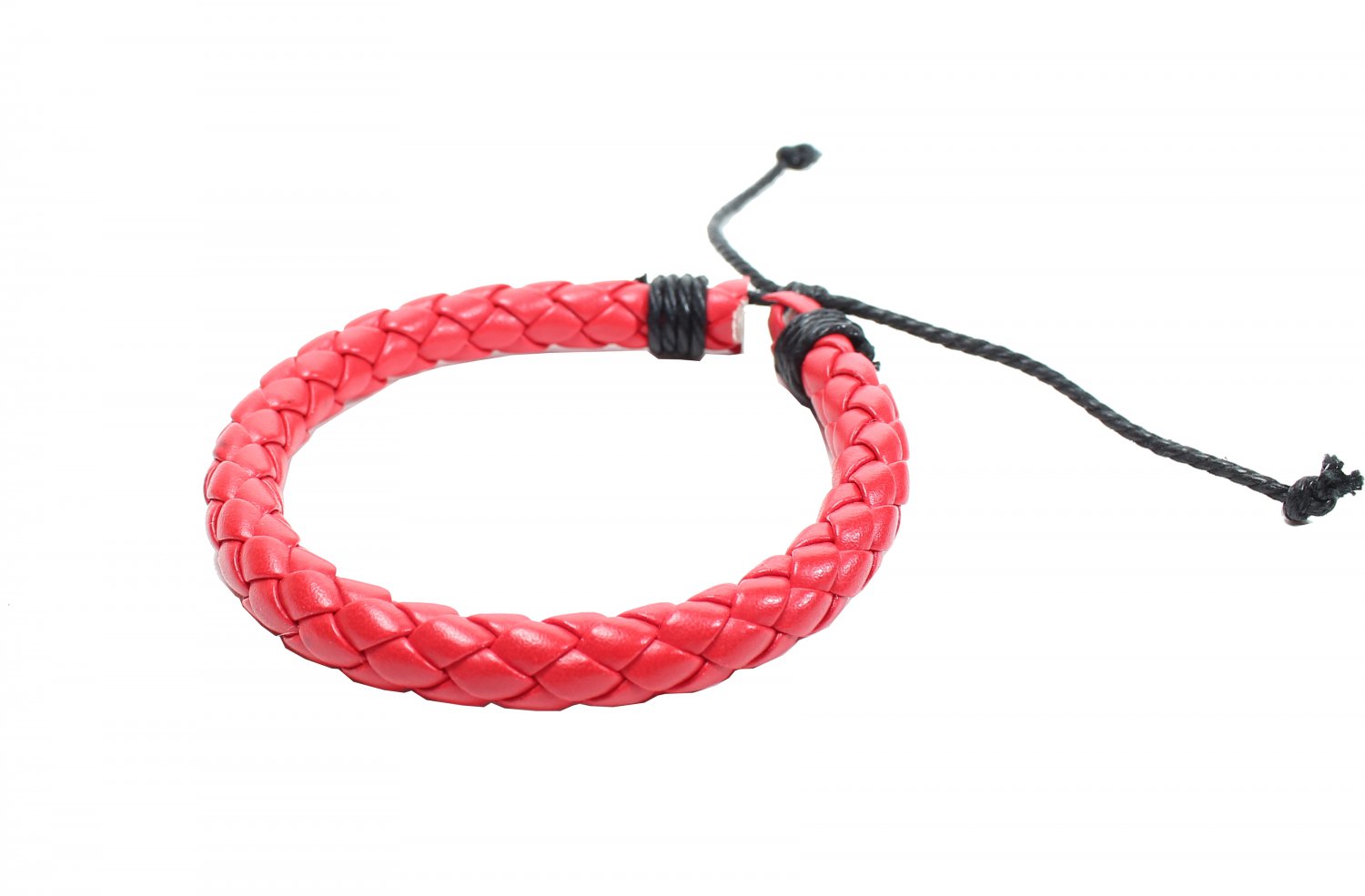 Red Cross Synthetic Leather With Strings Bracelet (B636S)