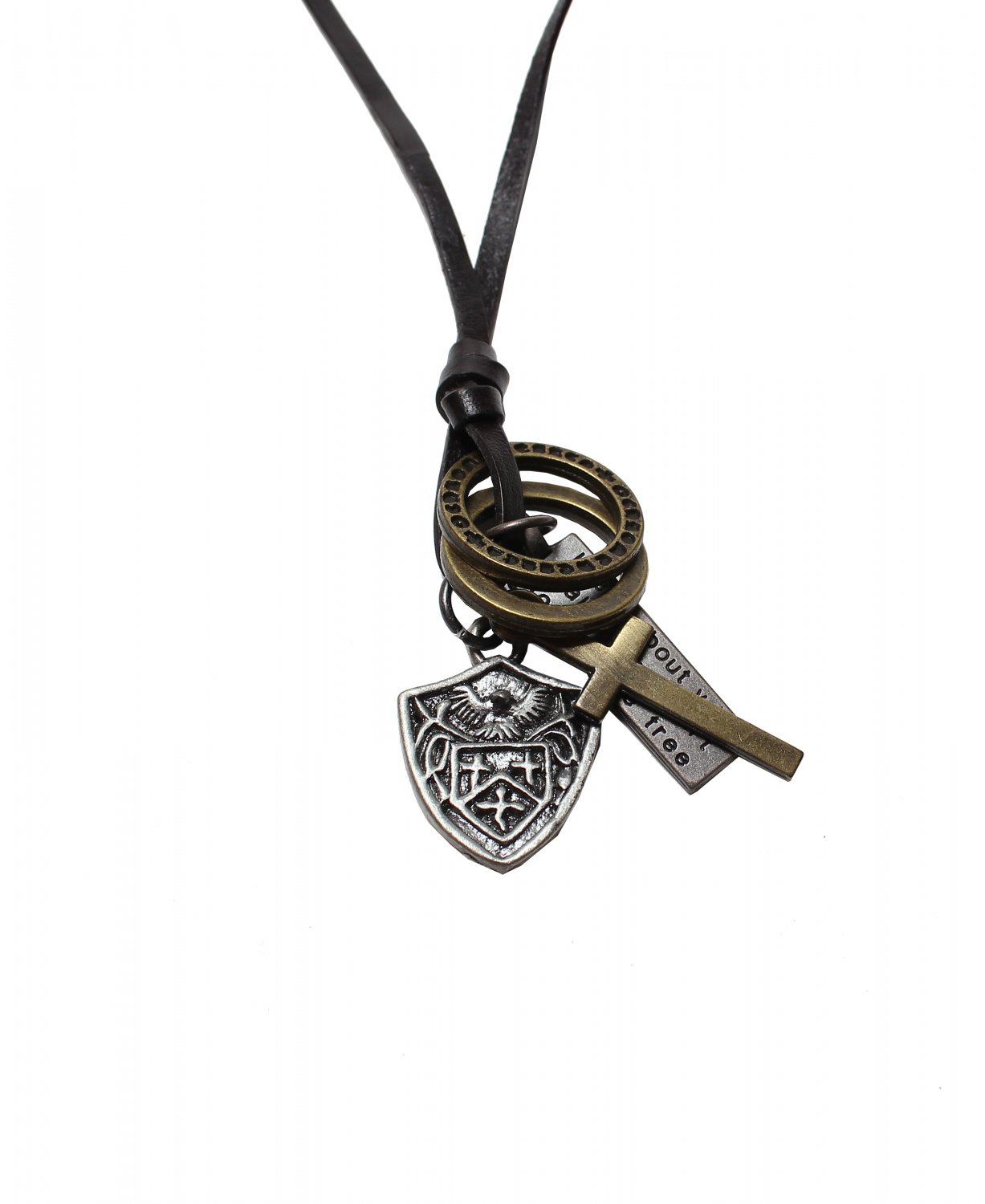 Symbol Pendant with Cross and Circle Rings Necklace (N621SN)