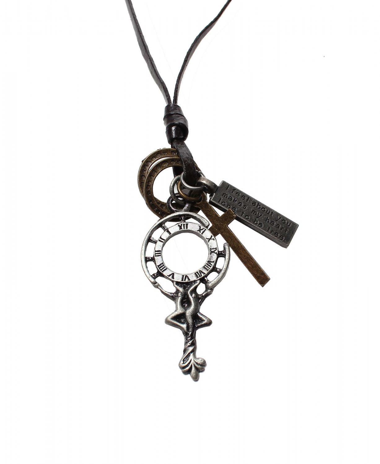Pendant with Cross ad Circle Rings Necklace (N624SN)