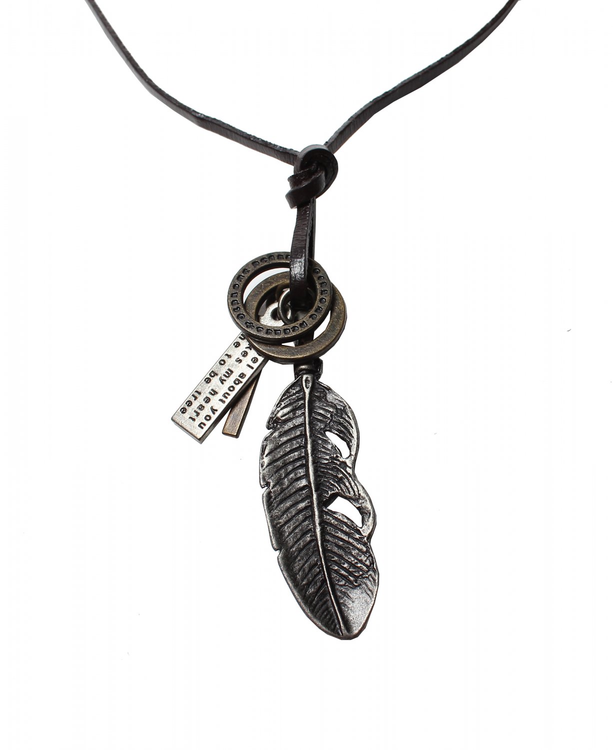 Left Pendant with Cross and Circle Rings Necklace (N629S)