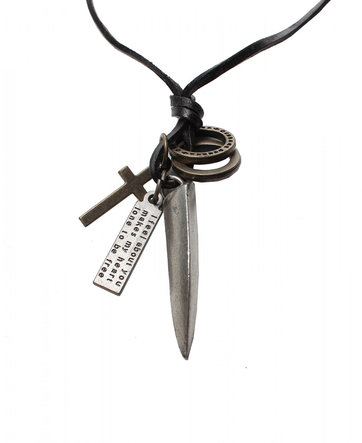Pendant with Cross ad Circle Rings Necklace (N630S)