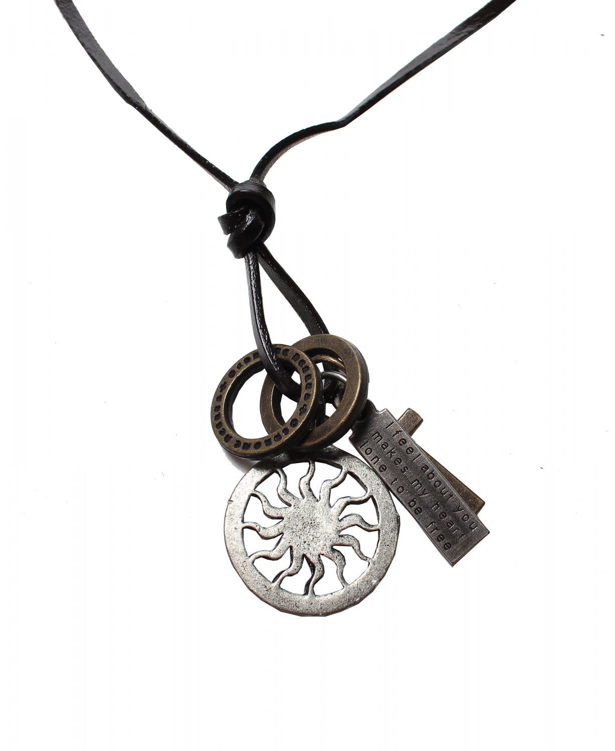 Sun Pendant with Cross and Circle Rings Necklace (N631S)