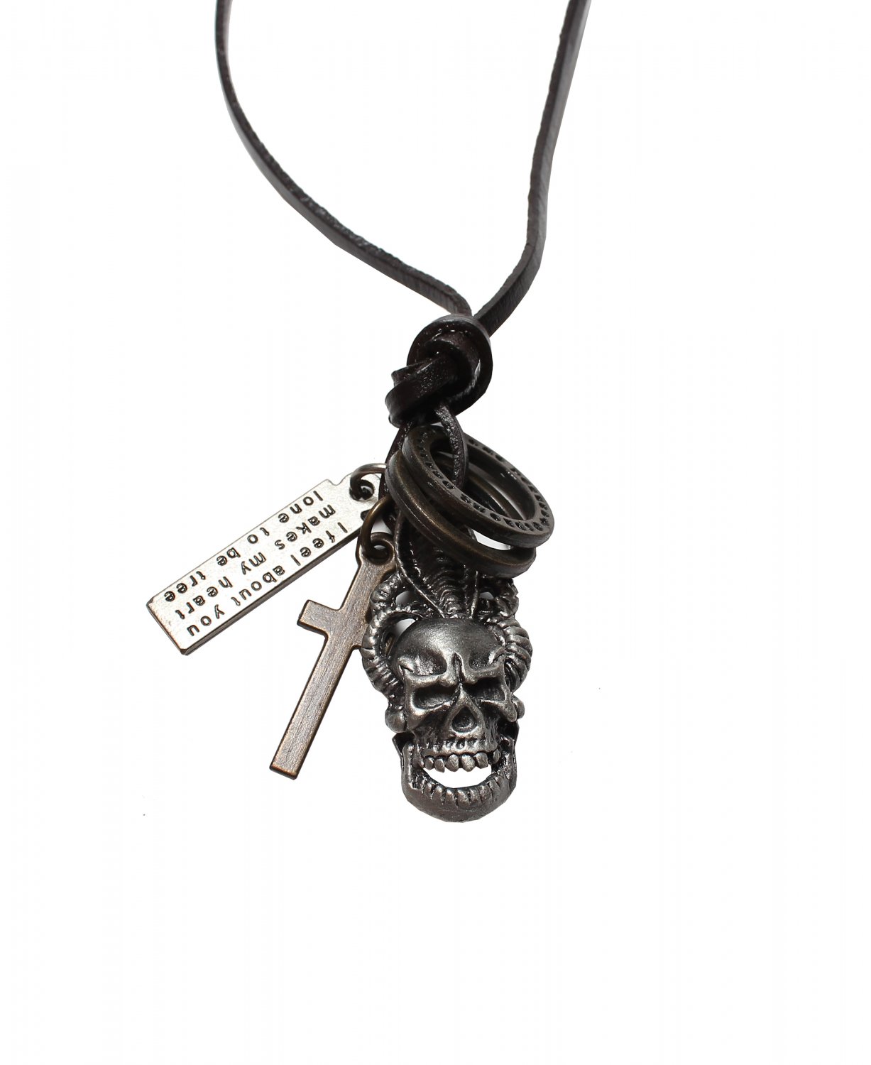 Evil Pendant with Cross and Circle Rings Necklace (N632S)