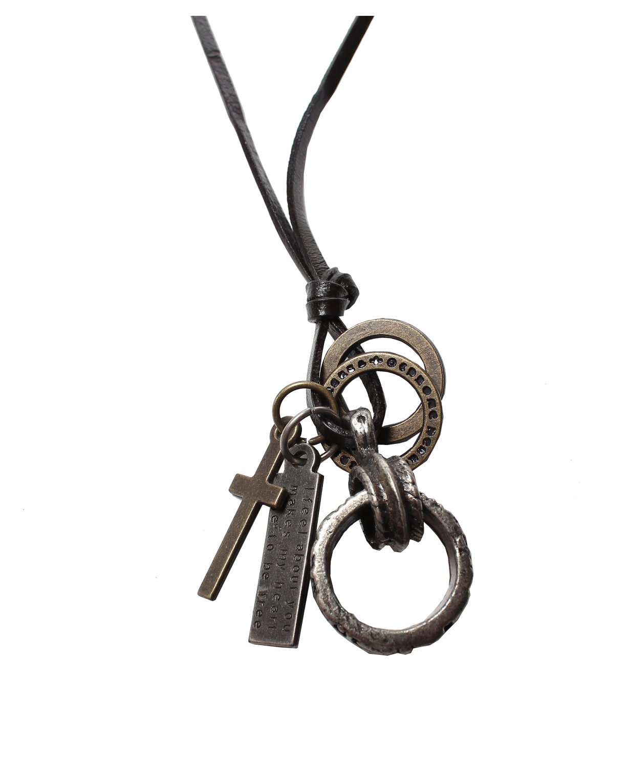 Ring Pendant with Cross ad Circle Rings Necklace (N645S)