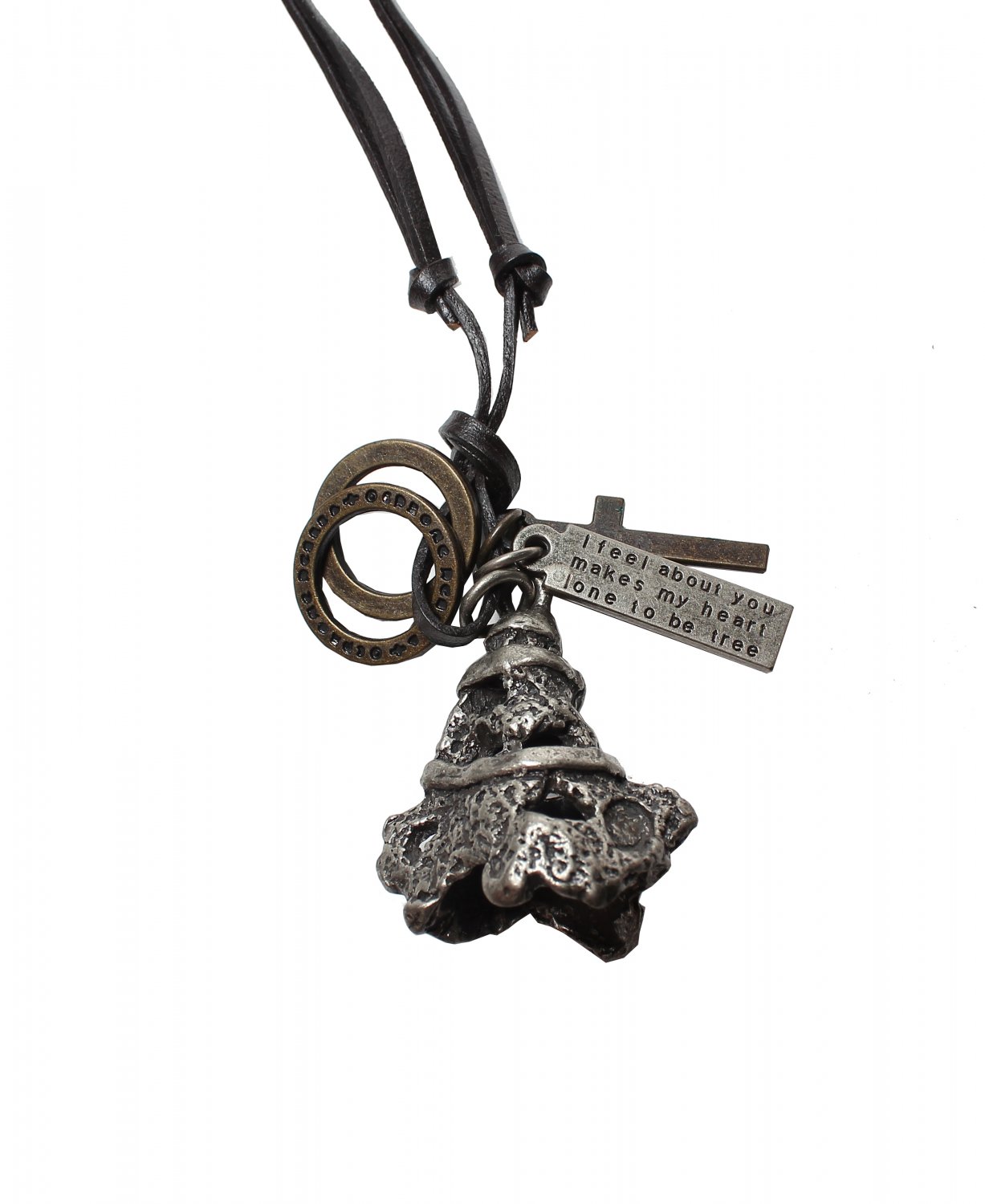 Pendant with Cross ad Circle Rings Necklace (N647S)