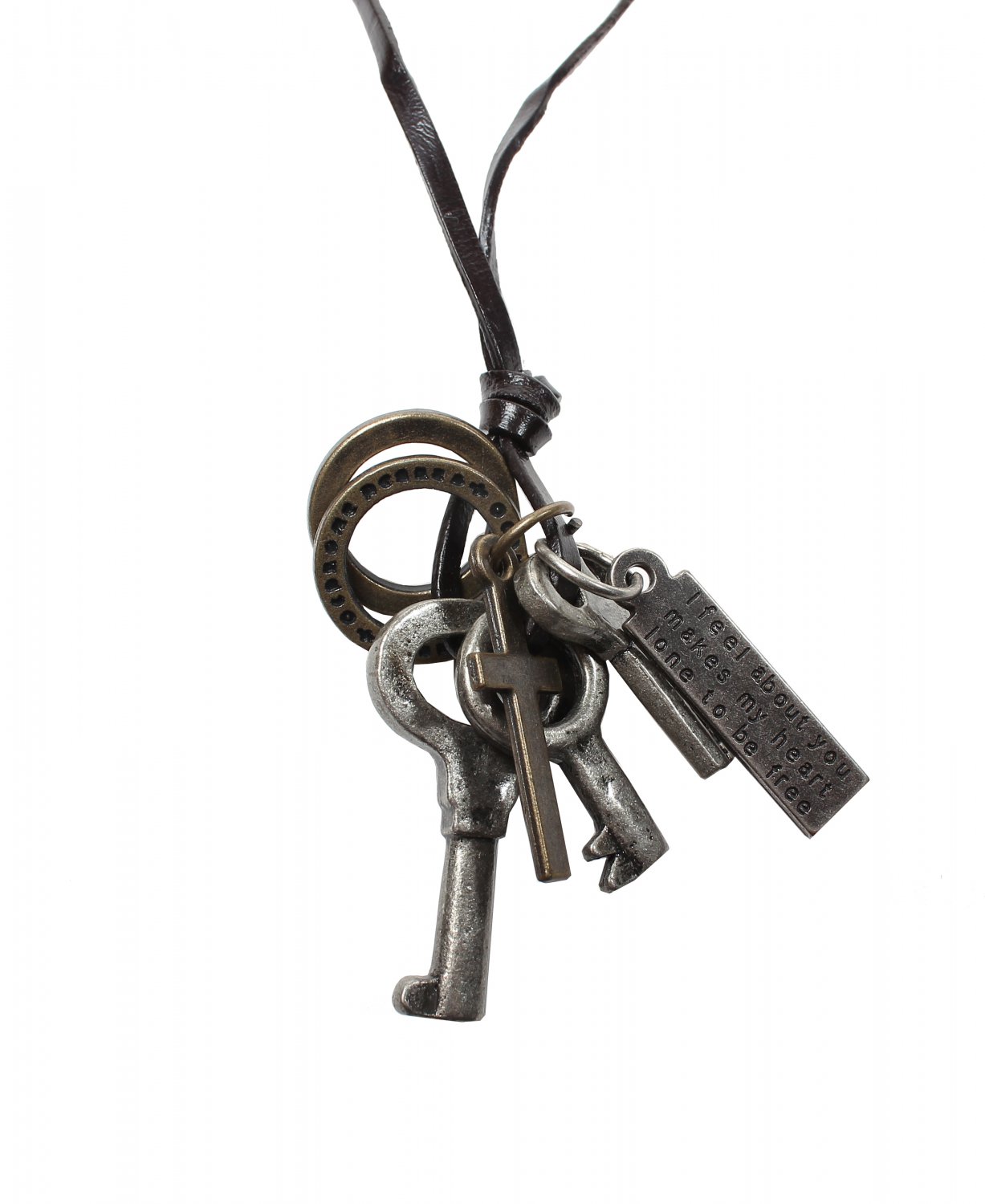 Multi Keys Pendant with Cross and Circle Rings Necklace (N652S)